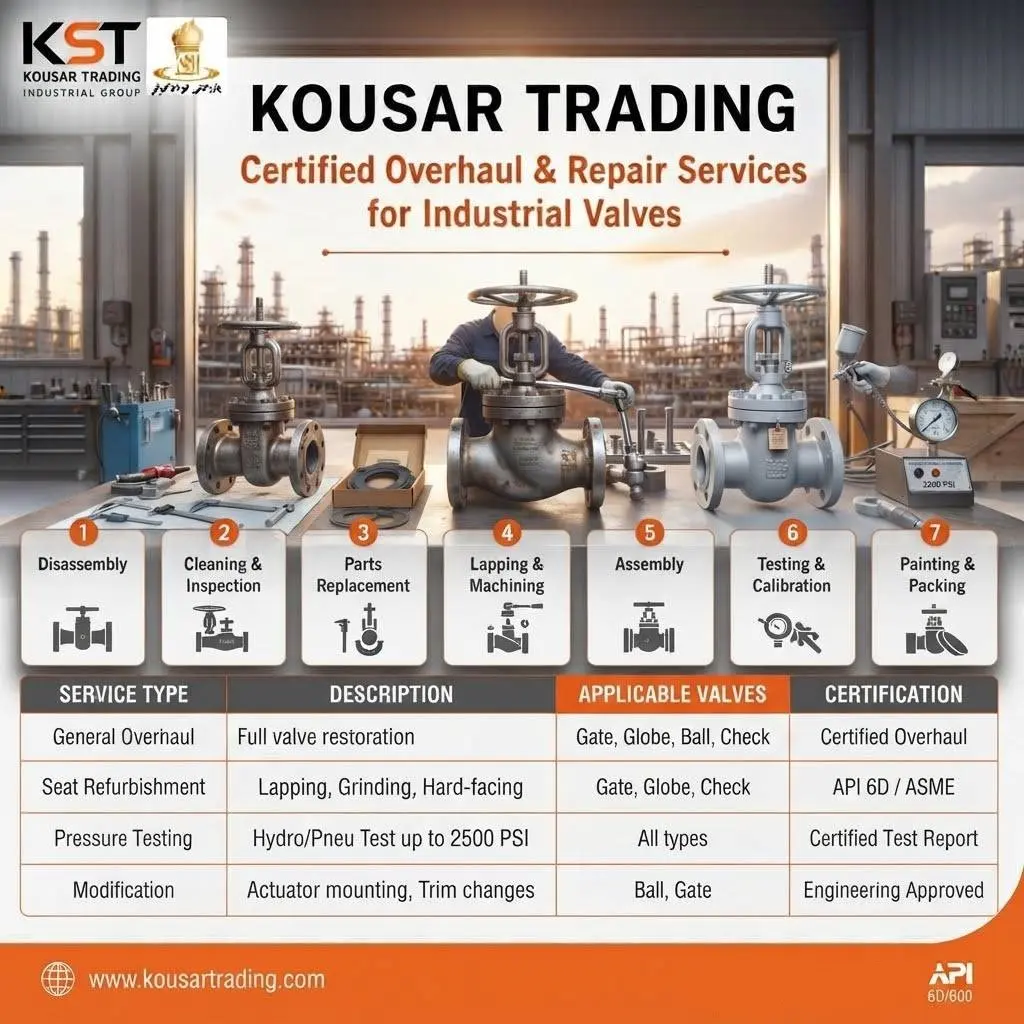 اورهال شیرآلات صنعتی Overhaul Valve Repair بازسازی تعمیر شیر نفت گاز پتروشیمی پالایشگاه