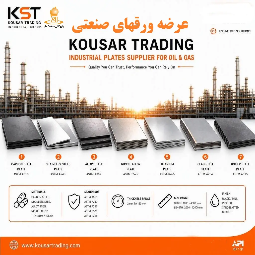 ورق صنعتی Industrial Steel Plates ورق کربن استیل استنلس استیل ۳۱۶ آلیاژی سیاه روغنی